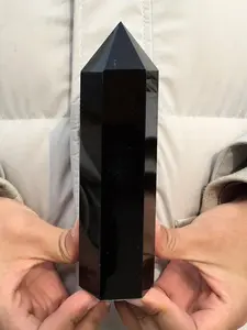 Natural Obsidian Crystal Tower Point, Handcrafted Polished Obsidian Obelisk, Home Altar Tabletop Decor, Bohemian Crystal Gift, Natural Stone Decor