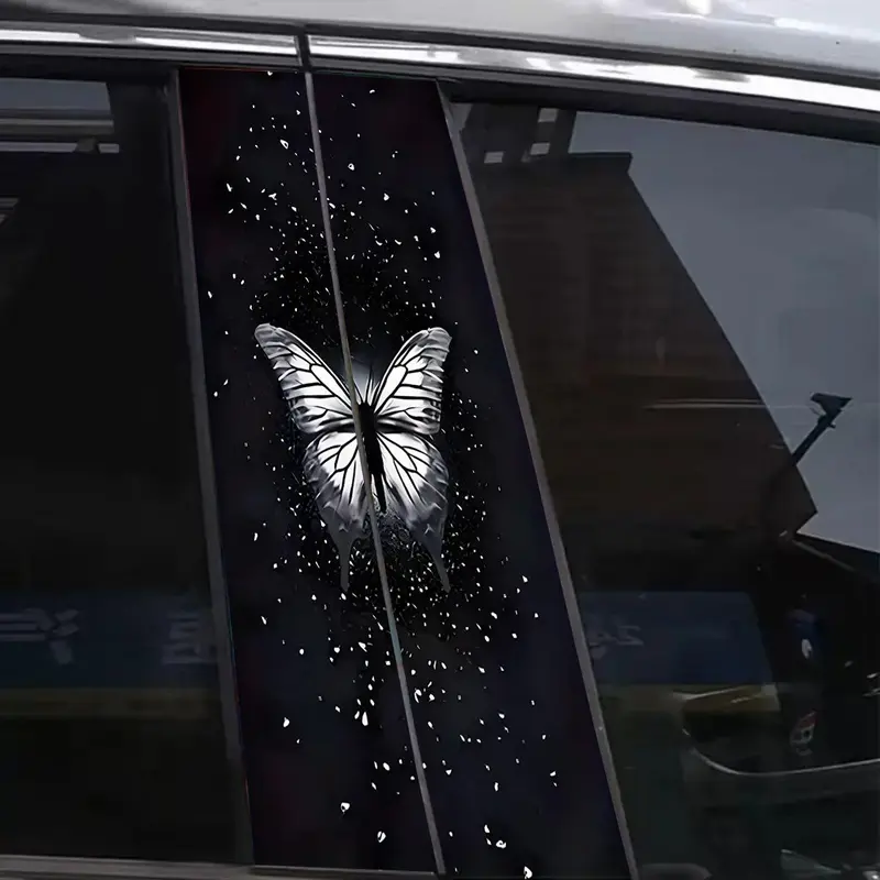 Butterfly Pattern Car Sticker, Car Window B-pillar Sticker, Car Exterior Decorative Sticker, Universal Car Accessories for Car Decoration