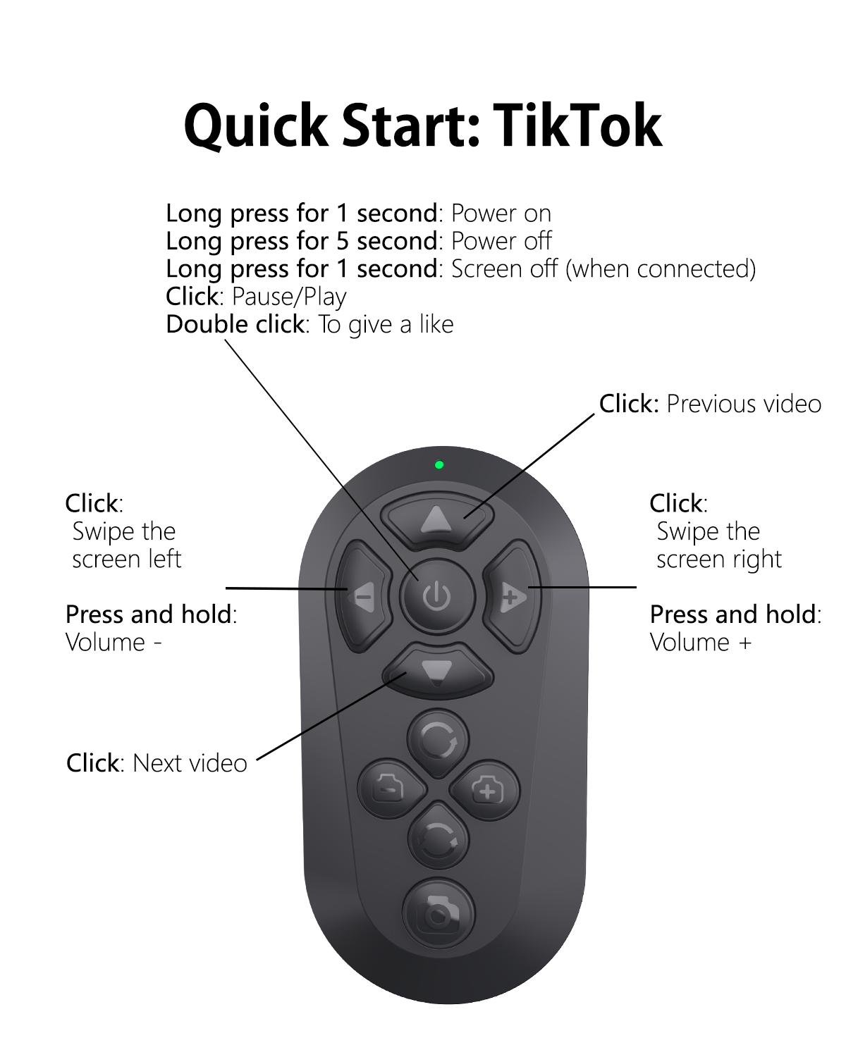 Short Video Bluetooth Remote Control — Camera Shutter & Selfie, Supports TikTok Scrolling, E-book Page Turning, and Volume Control — Compatible with iPhone and Android (Upgraded Model)