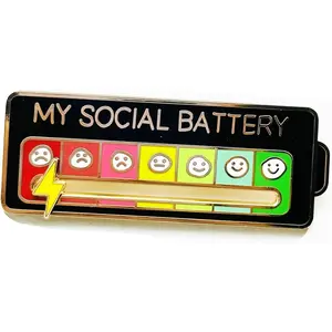 Social Battery Pin Fun Enamel Gag Pins, Mood Expressing Pin Perfect for 7 Days a Week！