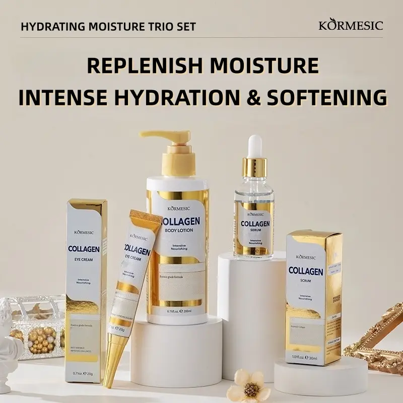 Collagen Skincare Set – Eye Cream + Face Serum + Body Lotion, 3-in-1 Hydrating & Moisturizing Kit for Women, Daily Water Replenishment and Skin Nourishment for Dry Skin Care