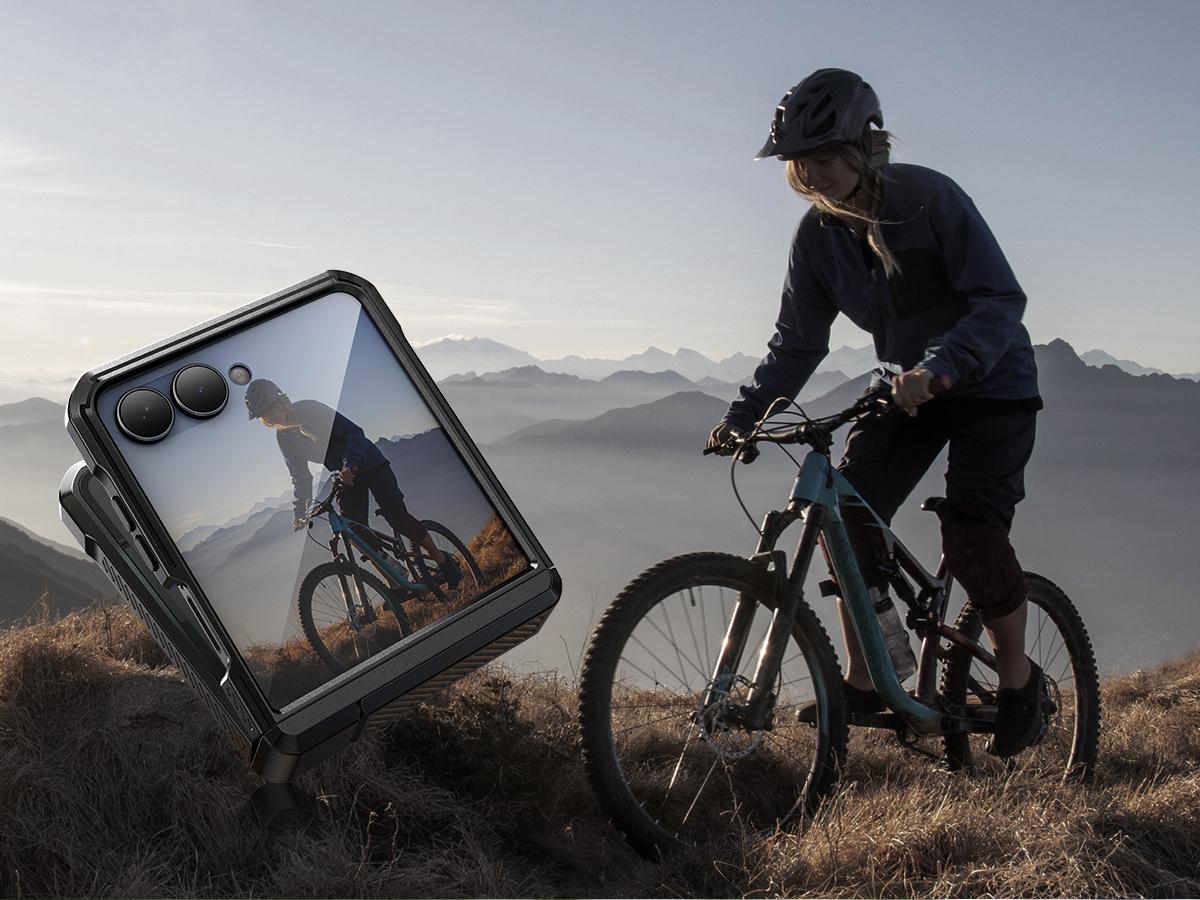 Dexnor for Samsung Galaxy Z Flip 7 Case with Dual Kickstands & Auto-Close Hinge Protection & Screen Protector, Full-Body Rugged Shockproof Protective Cover Bumper Cases for Galaxy Z Flip 7