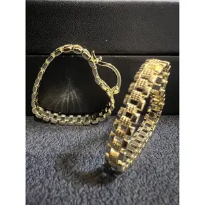 Rollie Oyster Presidential  Hoop Earrings 14K Gold Plated