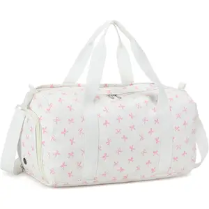 Duffle Bag for Girls  Gym  Women Workout Travel Bag Weekender with Shoe Compartment and Wet Pocket ( Bow)