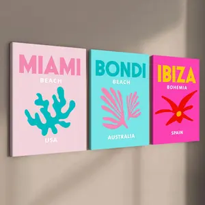 Wooden Framed Canvas Painting, 3 Counts/set Letter Pattern Poster, Wall Art Decor for Home Living Room Bedroom Office