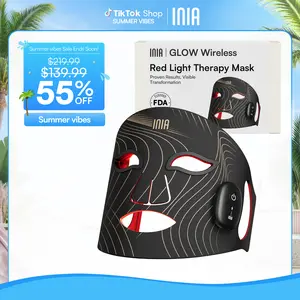 INIA GLOW Wireless LED Face Mask-with Red Light Therapy, 2-Year Warranty, Portable and Rechargeable for LED Facial Mask Skincare at Home and Travel, Mother's Day Special Gift