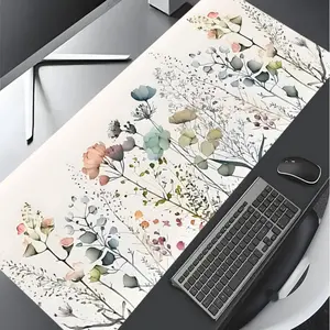 Vintage Floral Pattern Mouse Pad, Rectangle Gaming Mouse Pad, Non-slip Rubber Pad, Desktop Decoration Protective Pad for Home, Office, Games