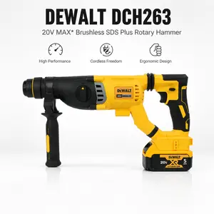 DeWalt DCH263 20V MAX XR Brushless SDS-Plus Cordless Rotary Hammer Drill with SHOCKS Active Vibration Control, 3.0-Joule 3-Mode Concrete Power Tool for Heavy Duty Anchor Holes and Reinforcing Bar Installation impact