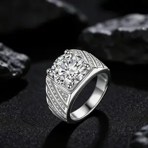 5ct Solitaire Male Zircon 11MM Ring Wedding Band for Men Engagement Party Gift 7'' Ring Birthday, anniversary, or Valentine’s gifts