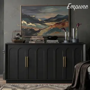 Empune Sideboard Buffet Cabinet with Storage, Mid Century Modern Accent Cabinet with Arched Doors, Modular Media Console, Minimalist Credenza for Living Room Kitchen Dining Room Entryway,