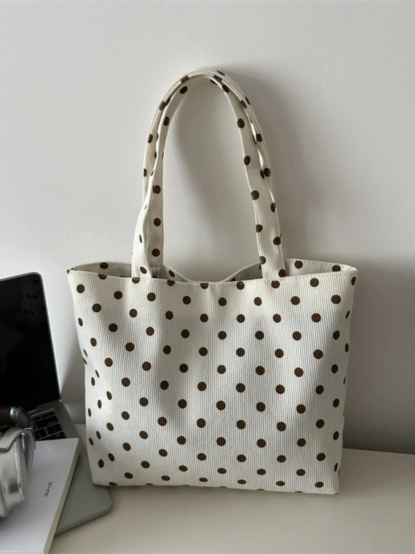 Fashionable Polka Dot Design Canvas Crossbody Shoulder Bag, Large Capacity Unisex Tote Crossbody Bag, Versatile Daily Use Handbag, Stylish and Practical Accessory, Canvas Crossbody Bags