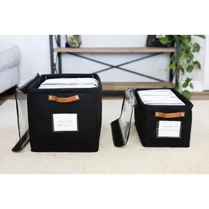 Maple and Lark Bliss Stashers - Collapsible Felt Storage Bin with Clear Lid for Large & Medium Bliss Bins - Perfect for School Supplies