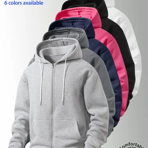 2-pack: men’s hooded cardigan sweatshirt, men’s sweatshirt. Soft, skin-friendly fabric with drawstring pockets, a loose fit that suits all body types, and a casual hooded long-sleeve jacket. Available in multiple colors; solid colors are versatile and sui