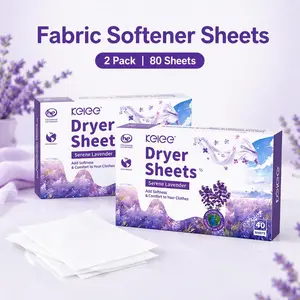 KEICE Scented Fabric Softener Dryer Sheets, 2-Pack (80 Sheets Total), Lavender or Ocean Scent, Static-Reducing, Clothes-Softening for Household Home Laundry Use