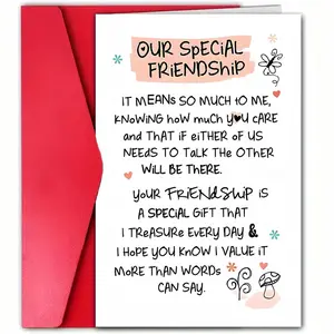 Friendship Day Greeting Card with Envelope, Custom Message Card, Positive Message Card, 1 Count Funny Friendship Card, Greeting Card for Friend, Gift for Friend, Friendship Gift