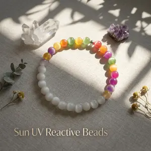 Rainbow Beaded Bracelet - Sun UV Reactive Bracelet for Couple - Color Changing Bracelets - Boho Style Dopamine Summer Jewelry