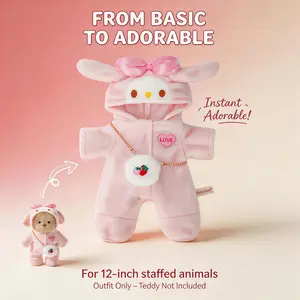 The best Easter gift TEDDY HUGGY Clothes Only - For 12-Inch Plush Bears |12-Inch Pink Rabbit Set