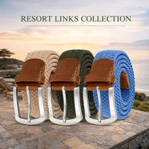 East/18 Men's Perfect Fit Woven Stretch Golf Belt, "Resort" 3-Pack