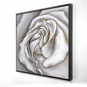 212 MAIN Framed White Rose Floral Artwork - 36x36 in. Elegant Botanical Home Decor, Romantic Decoration for Home Interiors
