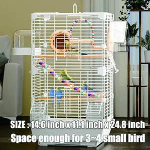Basic Bird Cage 24.8inch Parrot Cage 24.8 x 14.6 x 11 with Ladder Horizontal Bar 2 Feeders Bird Nest for Small Birds Painted Metal PP Plastic Wood Roosting Perch