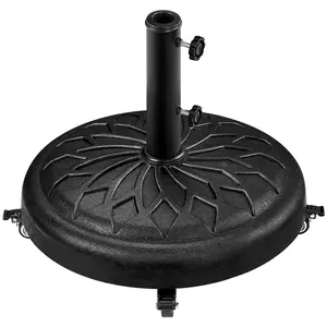 Yaheetech 45lbs Heavy Duty Round Umbrella Base with 4 Lockable Rolling Wheels & 2 knobs, Outdoor Antiqued Umbrella Stand, 20” Market Patio Umbrella Base for Garden, Yard, Lawn