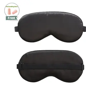 1PCS black satin Blackout Sleep Mask with an adjustable strap, soft and comfortable eye cover, Sleeping eye mask, suitable for travel, flights, and nighttime rest, non-toxic and fragrance-free, comes with earplugs, Valentine's Day gift