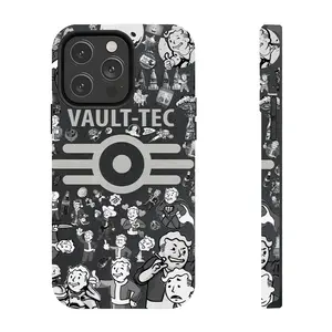Black and white retro-style Fallout-themed phone case. Suitable for iPhone 17-11 Pro Max/Plus and Samsung Galaxy S23-25.