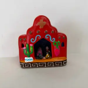 Hand-Painted Adobe Nativity • Clay Folk Art Scene Mini nacimiento