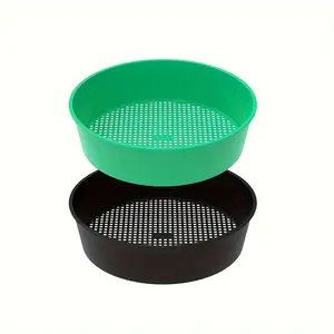2 Pcs Garden Soil Sifter – Round plastic mesh screens for soil, sand and gravel filtering. Lightweight and durable gardening tool, perfect for planting, potting and home garden use.
