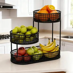 Multi-Layer Metal Fruit Basket, Elegant Design, Includes 3 Baskets, Ideal for Living Room, Coffee Table, Kitchen Counter Display