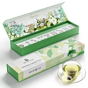 PANSIPTEA Jasmine Green Tea Gift Set, 18 Count Premium Grade Whole Leaf Jasmine Green Tea Bags, Naturally Scented Floral Tea Gifts, Premium Tea Set for Tea Lovers, 9 Pack Beverage