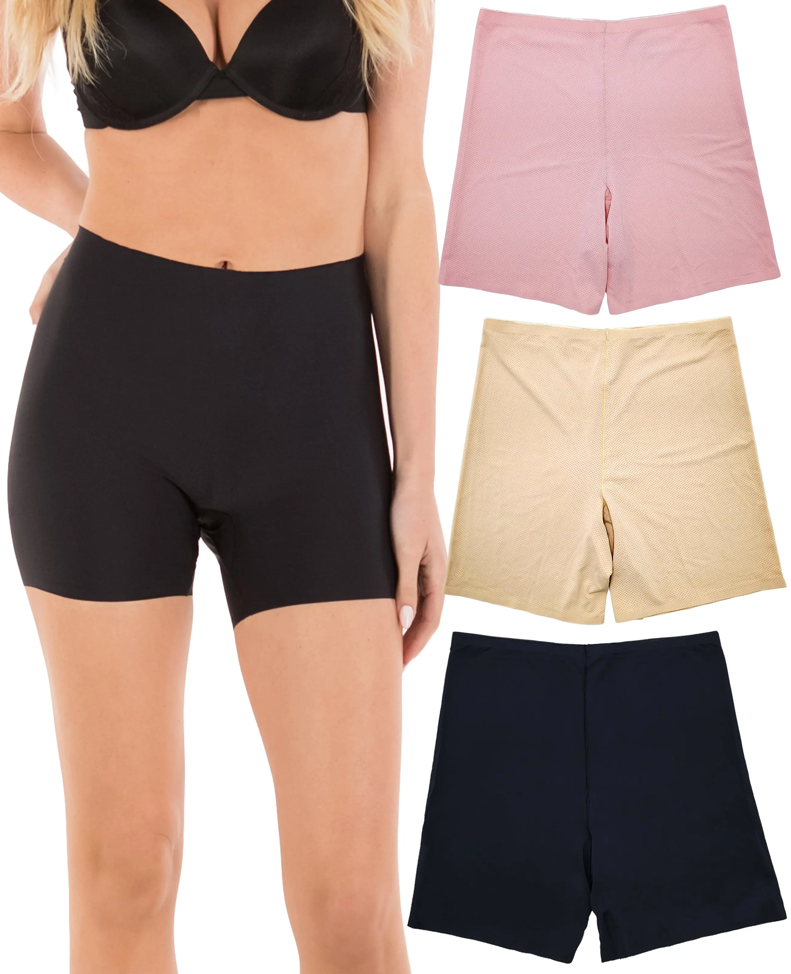 No-Show Seamless Boyshort Panties (3 Pack) Breathable Comfort Fit Underwear Boxer Comfortable Womenswear Lightweight