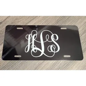 Black and White personalized monogram/name License Plate