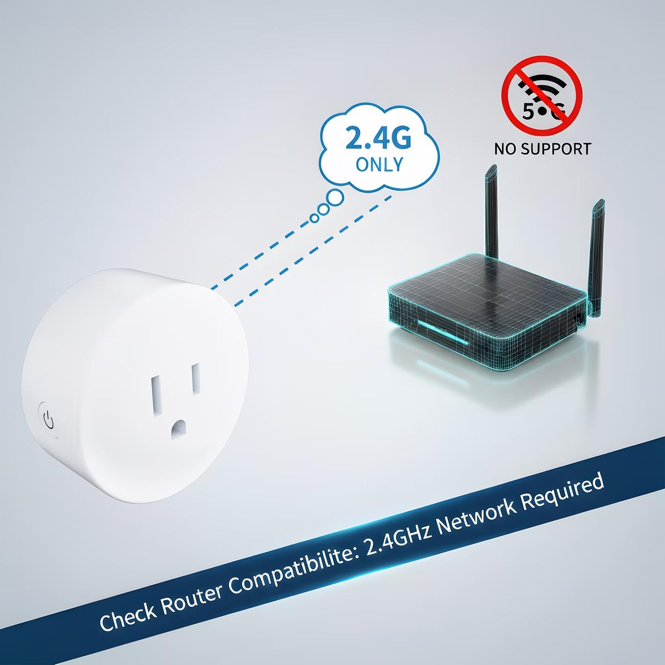 WiFi smart socket, power outlet with timer function and app control, multi-functional mini smart socket suitable for home and office, Alexa compatible.