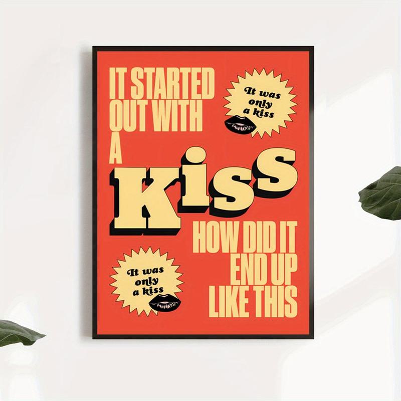 1pc Canvas Poster, It Was Only A Kiss Print, Lyrics Print Poster, Music Lover Poster Wall Art for Living Room, Wall Decor for Bedroom, Home Decor Room Decor Frameless