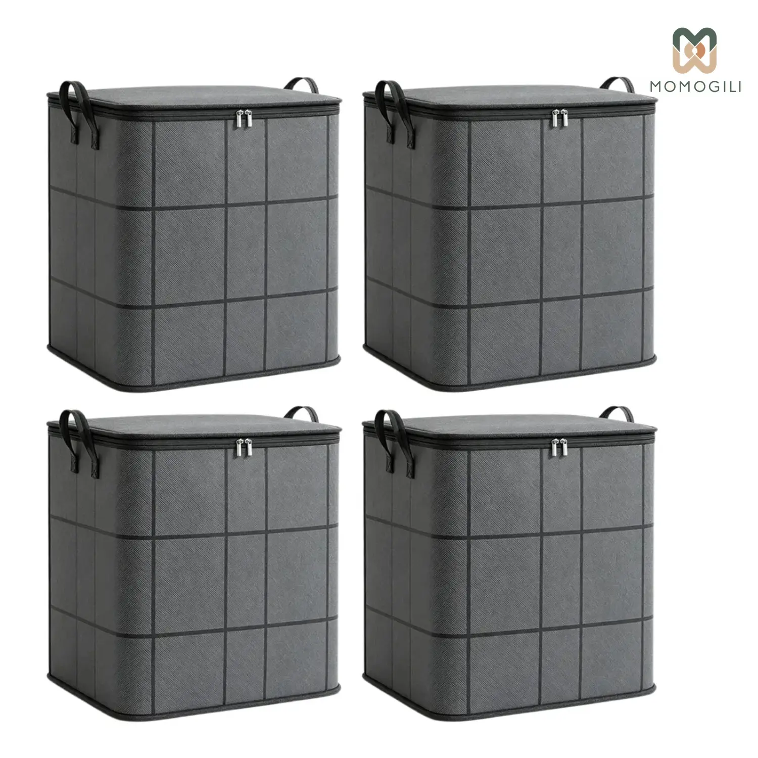 1/2/3/4 PCS High-Capacity Fabric Organizer Bag with Reliable Zipper, Moving Bags with Backpack Straps & Reinforced Handles, Dustproof Storage Bags for Clothes, Bedding & Travel, Zipper Closure Organizer for College Dorm, Closet and Home Organization