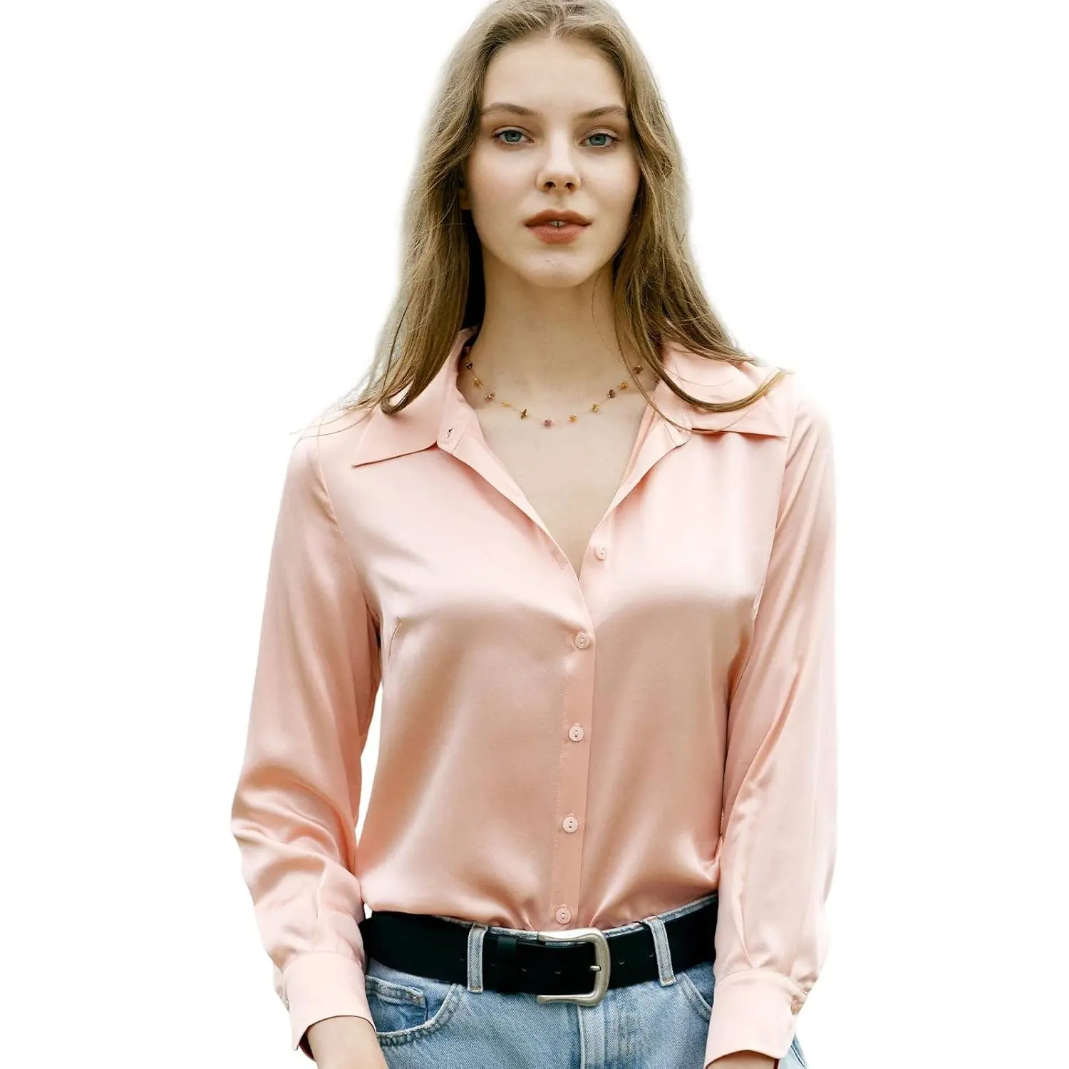 Silk Blouses for Women Elegant Tops Summer Spring Shirts Mulberry Silk Button down Shirt