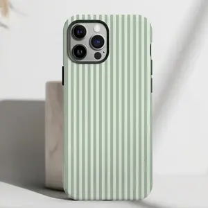 Sage Green Phone Case Monogram Phone Case Aesthetic Striped Phonecase Summer Coastal Phone Case Preppy Phonecase Beachy Cover for IPhone17 16 15 14 13 12 11 Plus Pro Promax Case for IPhone Tough Phone Case