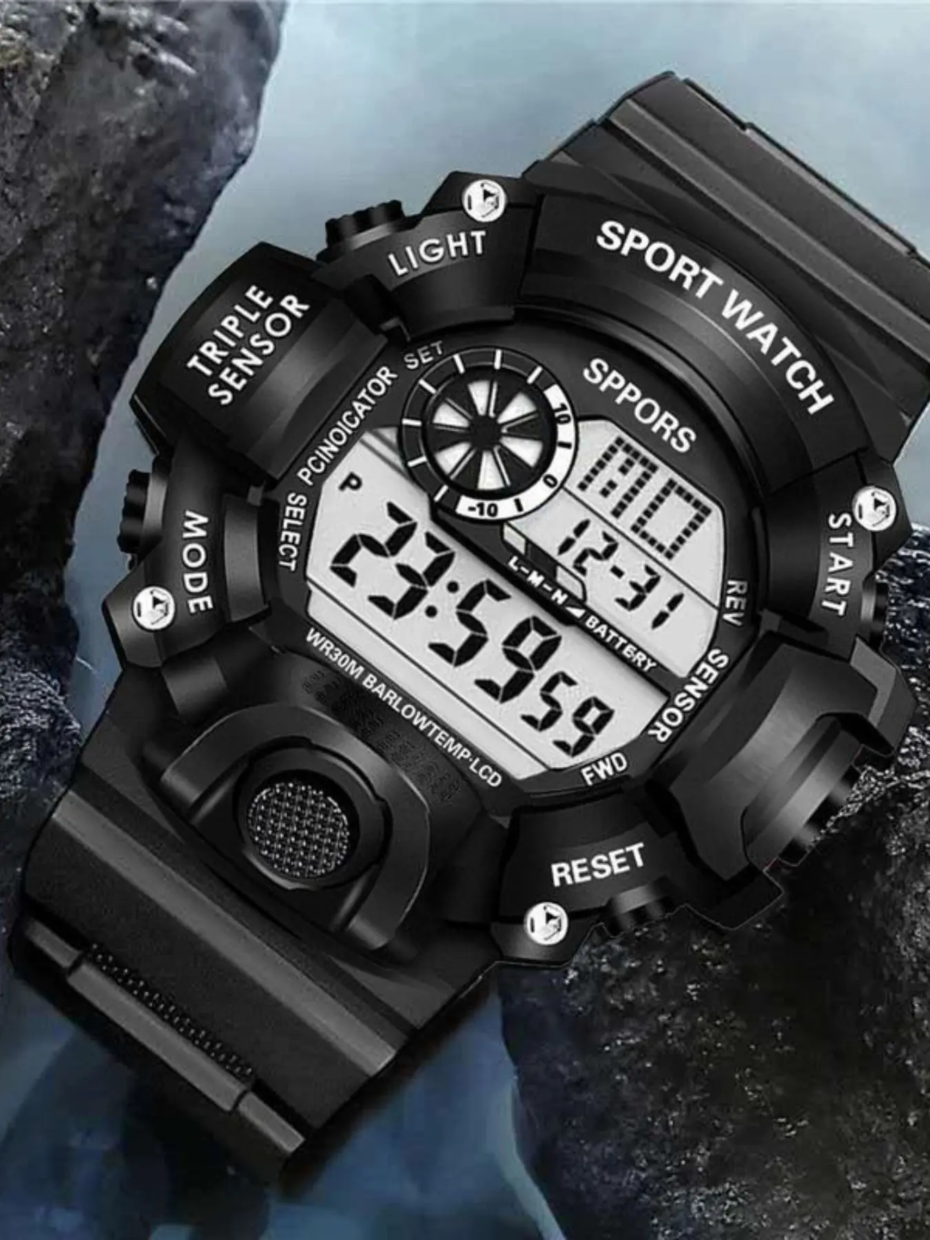 New Fashion Simple Adult Watch, Men Outdoor Electronic Digital Watches, Large Dial Multifunctional Alarm Sports Digital Wristwatch, Trendy Multifunctional Watch