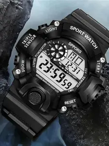 New Fashion Simple Adult Watch, Men Outdoor Electronic Watch, Large Dial Multifunctional Alarm Sports Digital Wristwatch