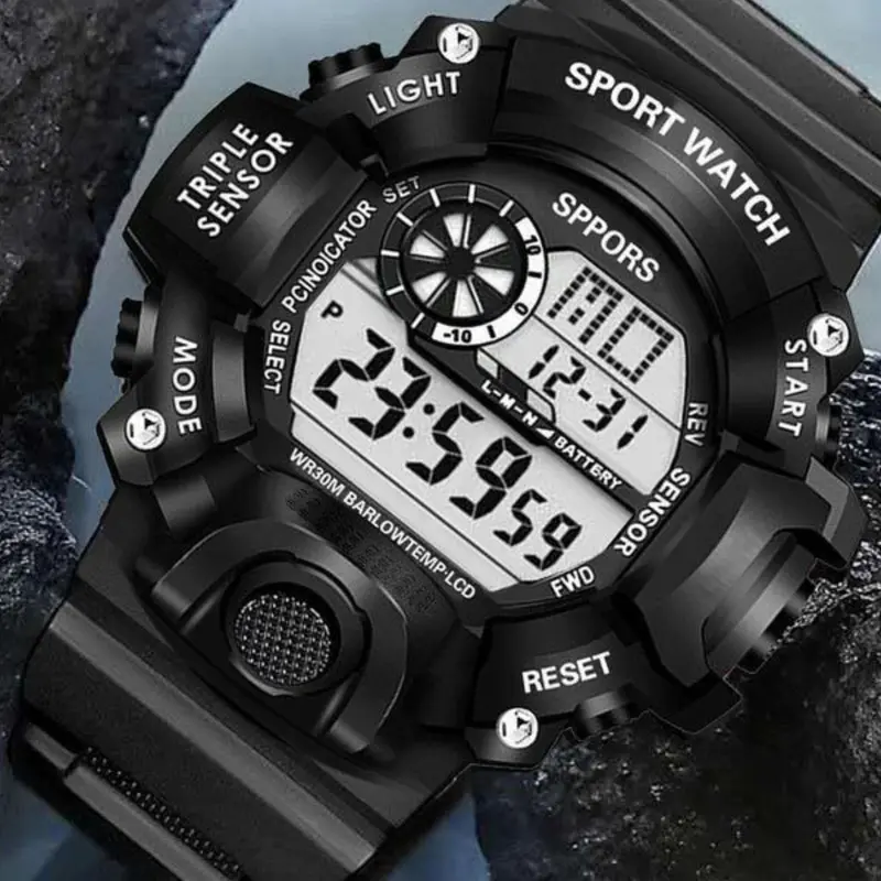 New Fashion Simple Adult Watch, Men Outdoor Electronic Digital Watches, Large Dial Multifunctional Alarm Sports Digital Wristwatch, Trendy Multifunctional Watch