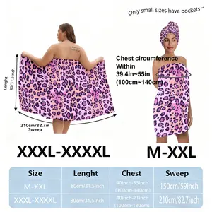 Plus sizes M-XXXXL, leopard print, suitable for women, post-shower, spa, and pool use, absorbent hair wrap. A must-have for home/travel, Hair Drying Towel