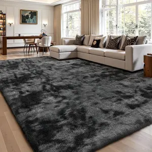 Modern Long Shag Rug, Polyester Fiber Rectangular Carpet for Living Room & Bedroom, Home Use, Multiple Sizes Available