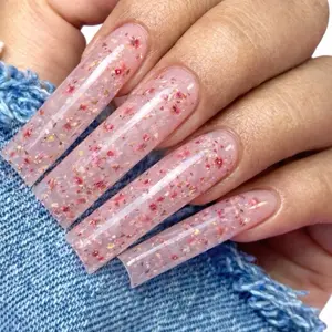 Acrílico en polvo INB PINK PETAL– Rosa translúcido con glitter dorado