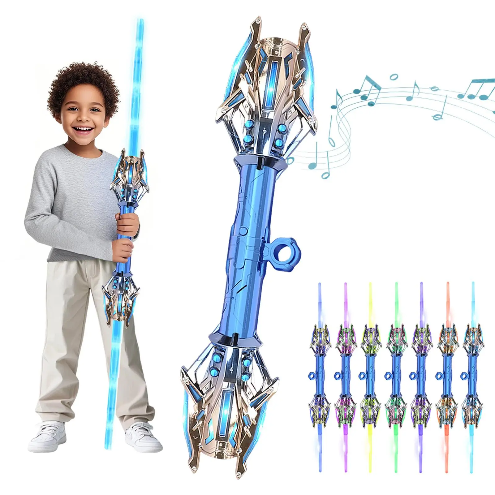 Dueling lightsaber, wielding powerful sound effect lightsaber, double-headed telescopic sword, cool light, light laser toy sword for young people, 2-in-1 LED lightsaber toys for boys and girls.