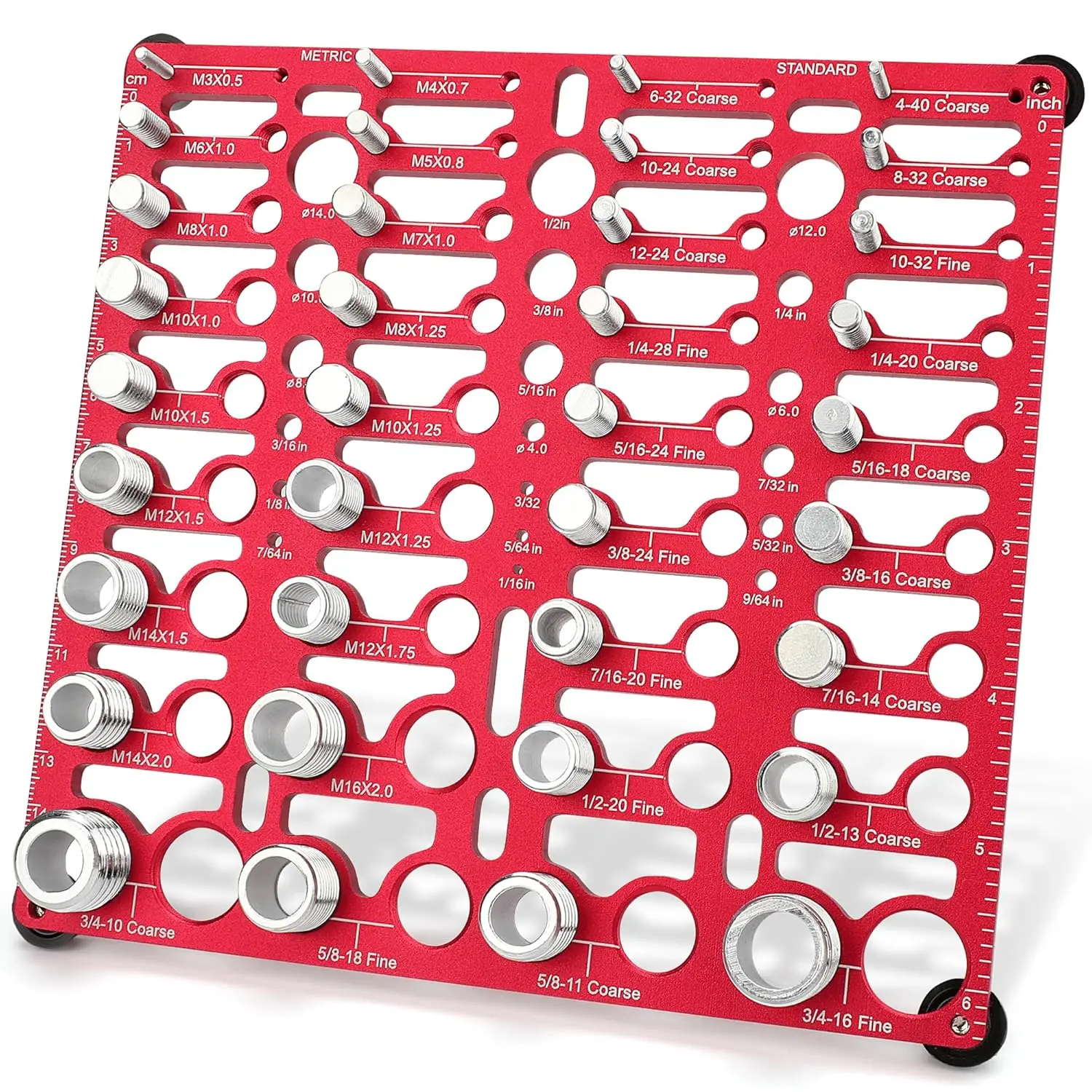 55 Thread Checker, Nut and Bolt Thread Checker Standard and Metric, Bolt Size Finder Bolt and Nut Identifier Gauge with 20 Standard & 16 Metric & 19 Drill Gauges, Bolt Thread Gauge Inch & Metric
