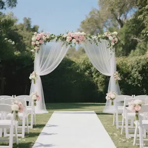 Sheer Wedding Arch Drape 5ft × 10ft White – Backdrop Curtain Panel with Rod Pocket