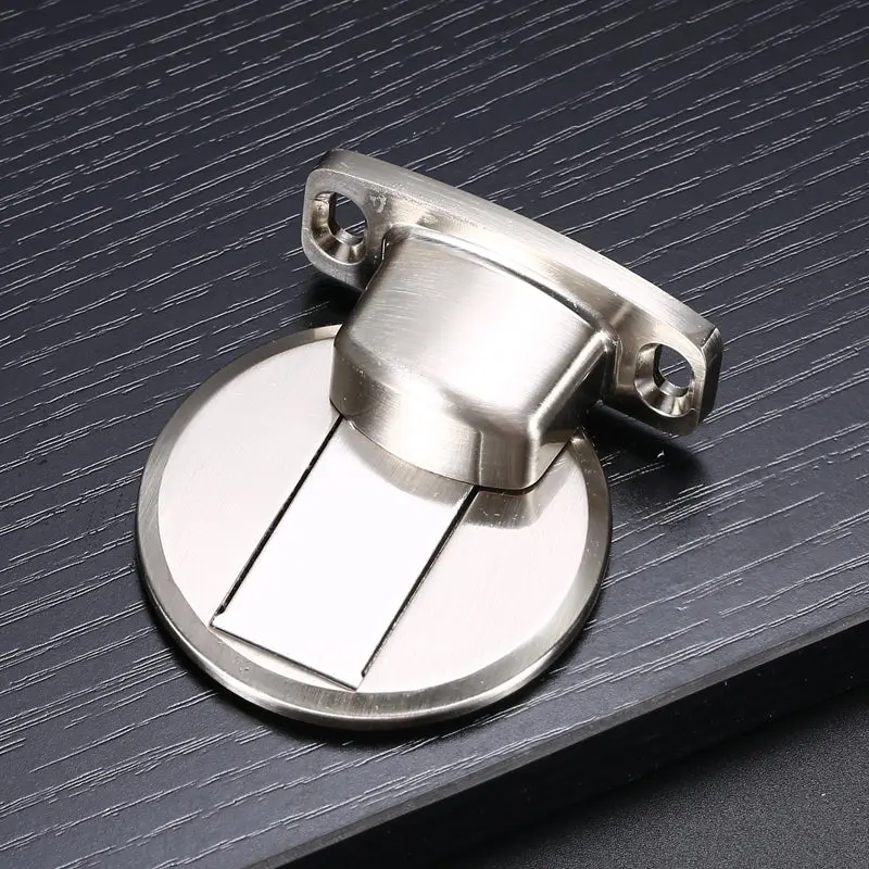 Magnetic Door Stopper Heavy Duty, Stainless Steel Floor Mounted Door Stop with Strong Magnet, No Drill Adhesive or Screw Installation, Wall Protector, 1 Pack