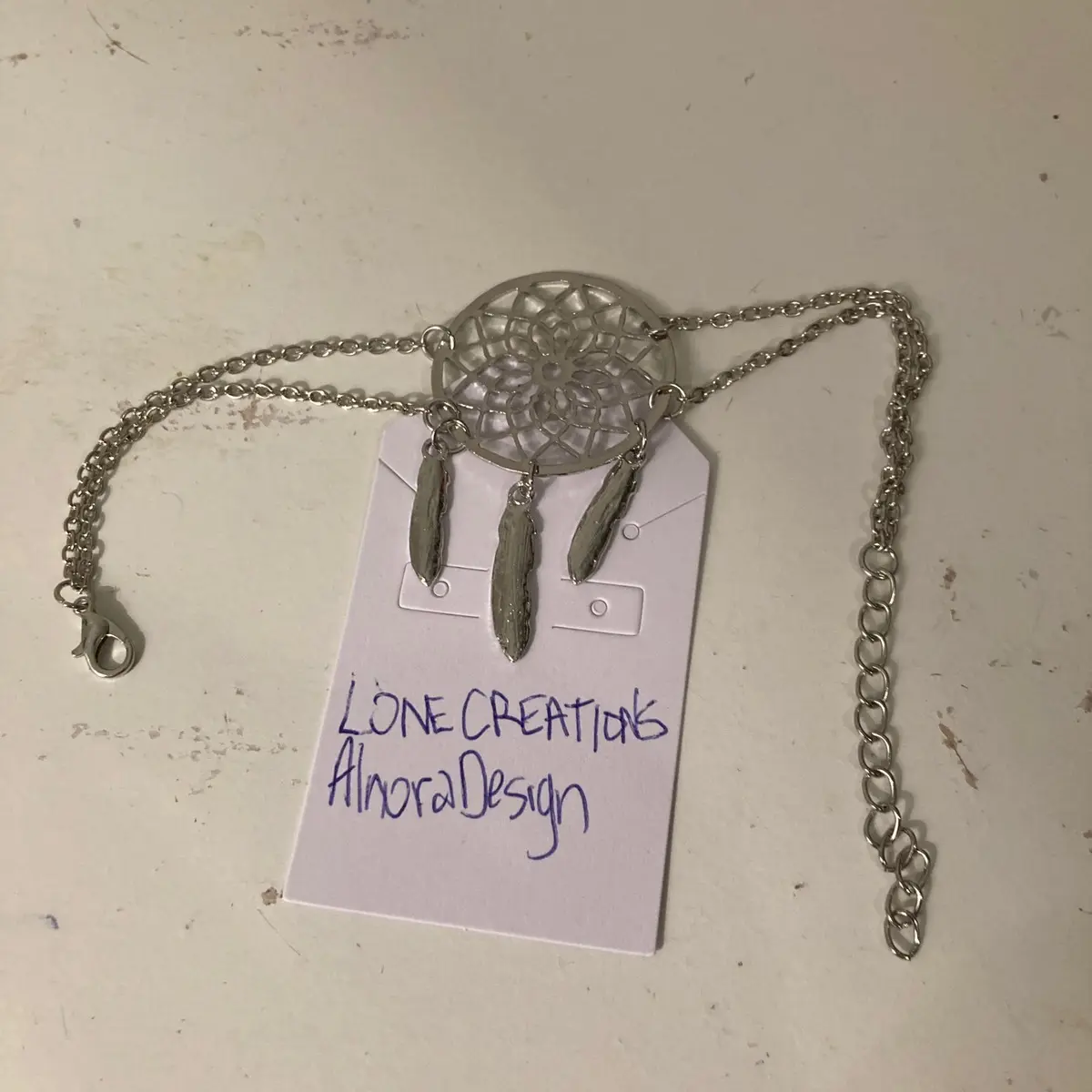 Silver Dream Catcher and feathers charm bracelet