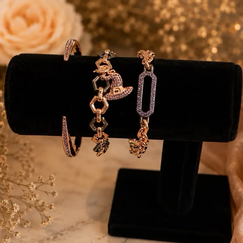 BOMB PARTY Elegant Adjustable Halloween Bracelet Stack - Cauldron Chic, Removable Charm, Lab Created Stones, Rose Gold Plating, Luxury Design for Enhancing Your Style, Bracelet Stacking, Decorative Metal Charm Bracelets & Bangles